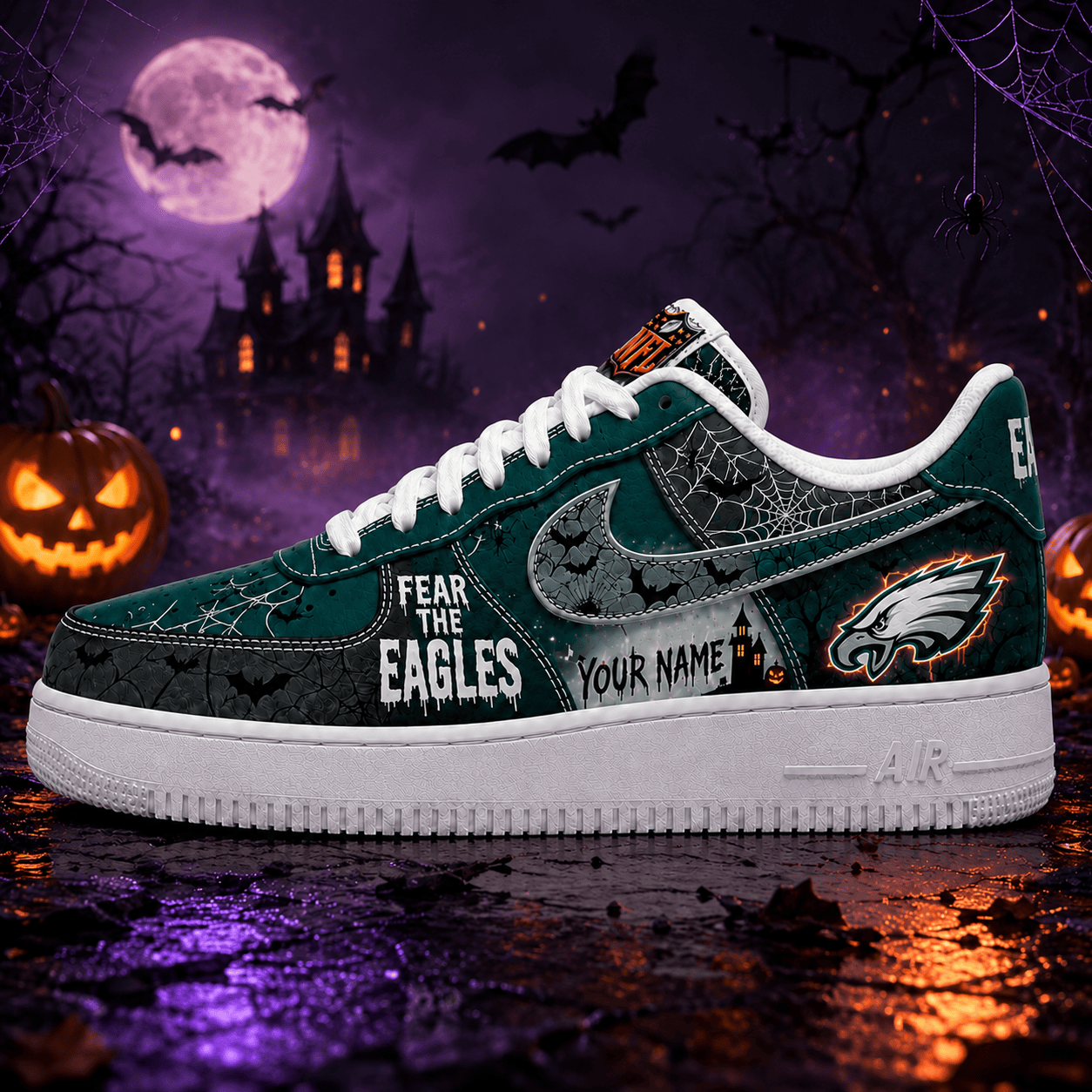 PE x Premium NFL Fear The Team Halloween AF1 Sneakers