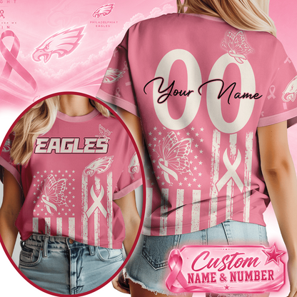 PHI x NFL Premium Butterfly Ribbon Custom 3D Shirt