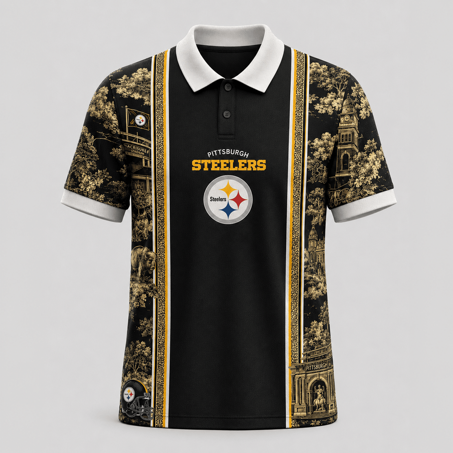 PIT x NFL Heritage Cityscape Polo Shirt for Loyal Fans