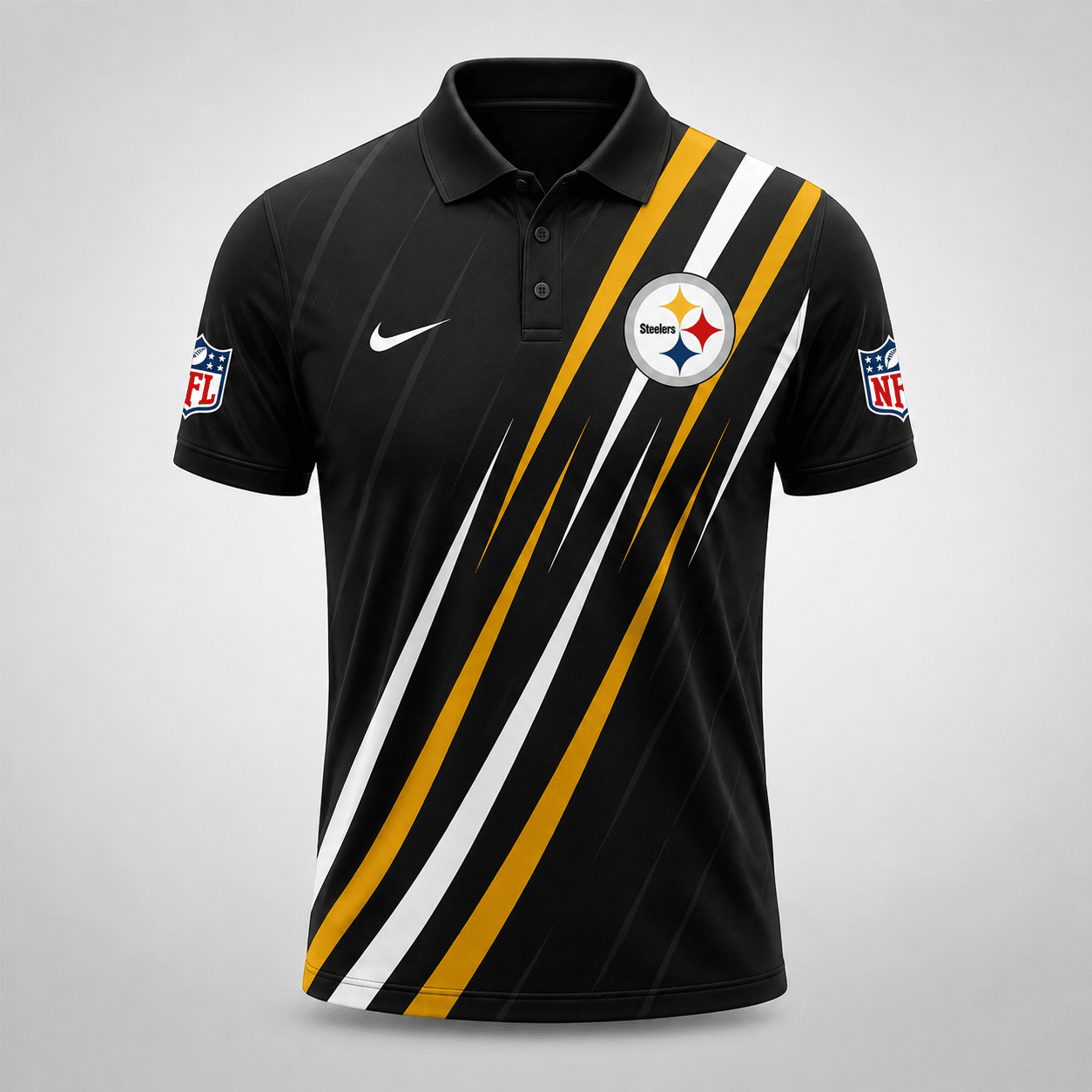 PIT x NFL Premium Athletic Stripe Polo Shirt