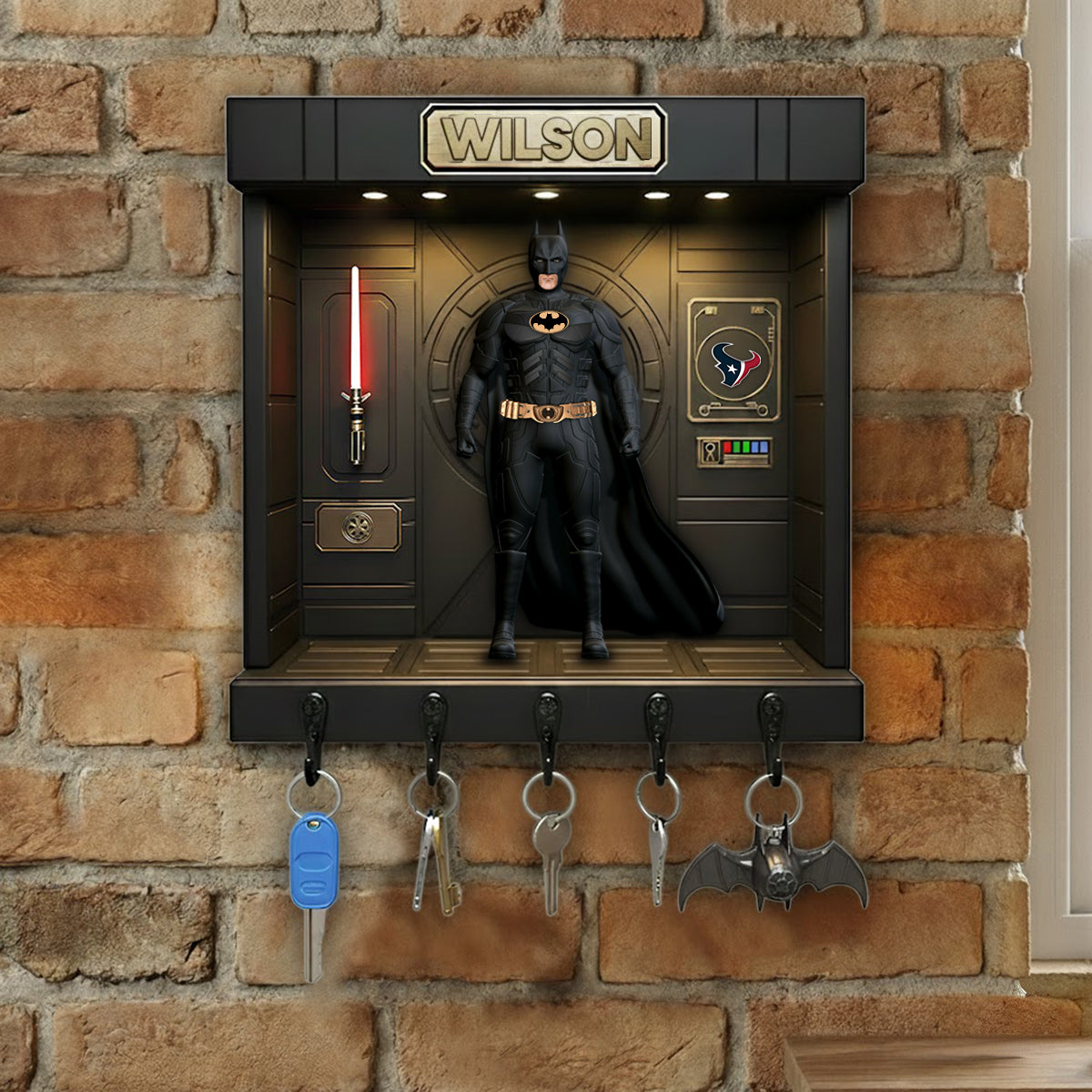 PREMIUM NFL HOU X BATMAN Wood Key Hanger - Personalized Gifts For Cosmic Lovers NDT NHM
