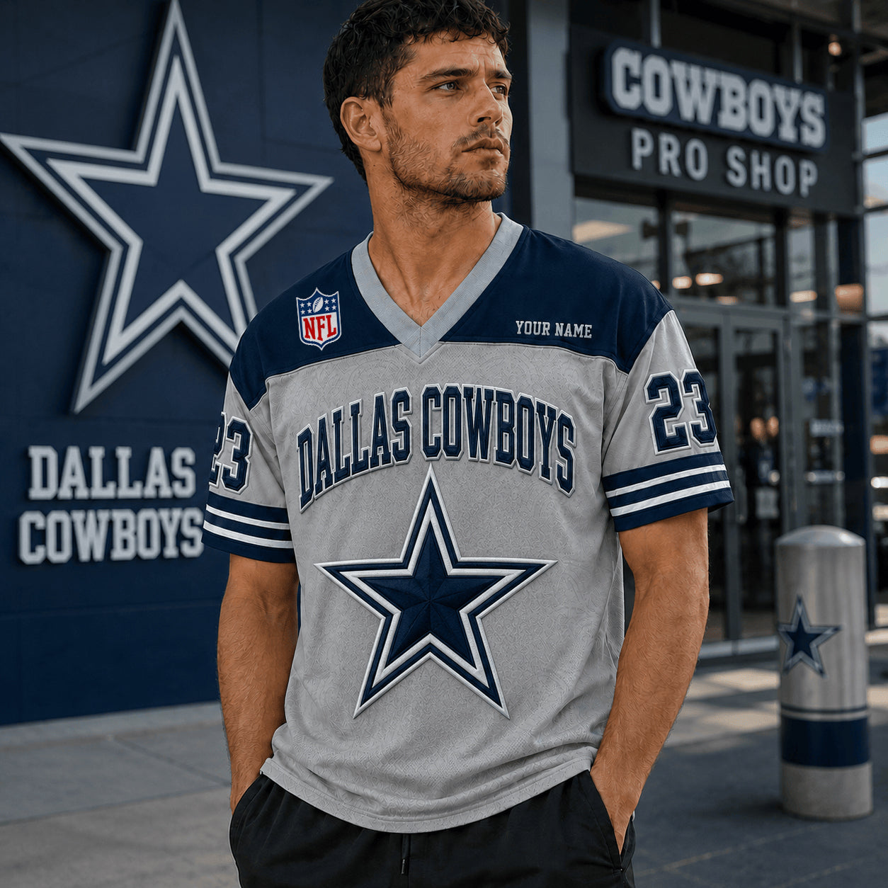 PREMIUM NFL X DAL EXCLUSICE V-Neck T-shirt Custom Name