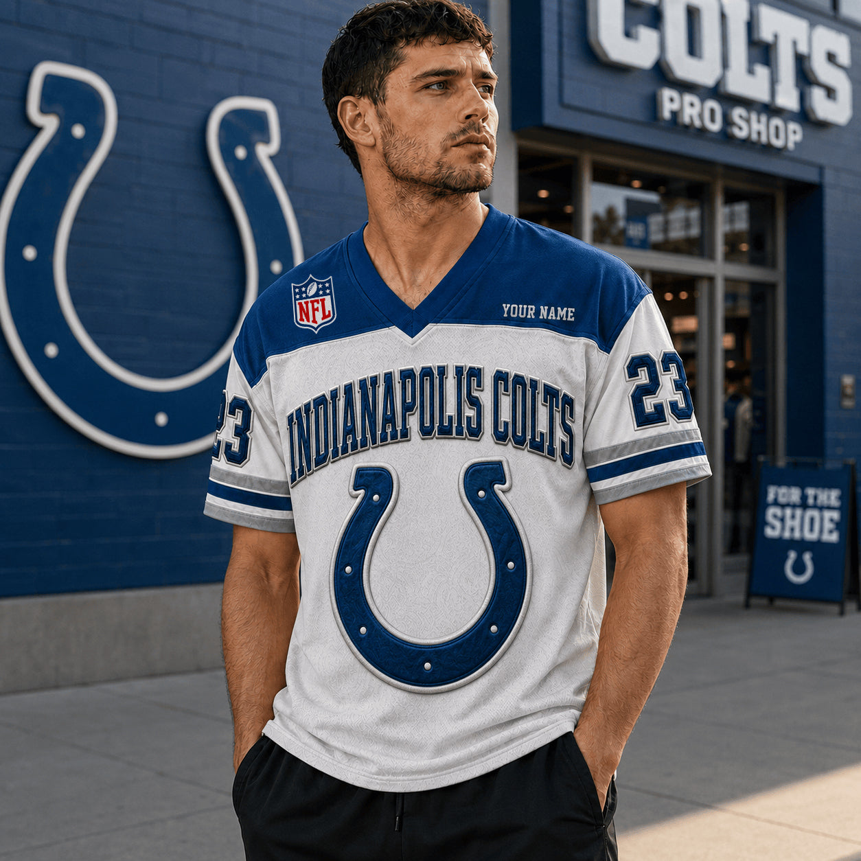 PREMIUM NFL X IND EXCLUSICE V-Neck T-shirt Custom Name