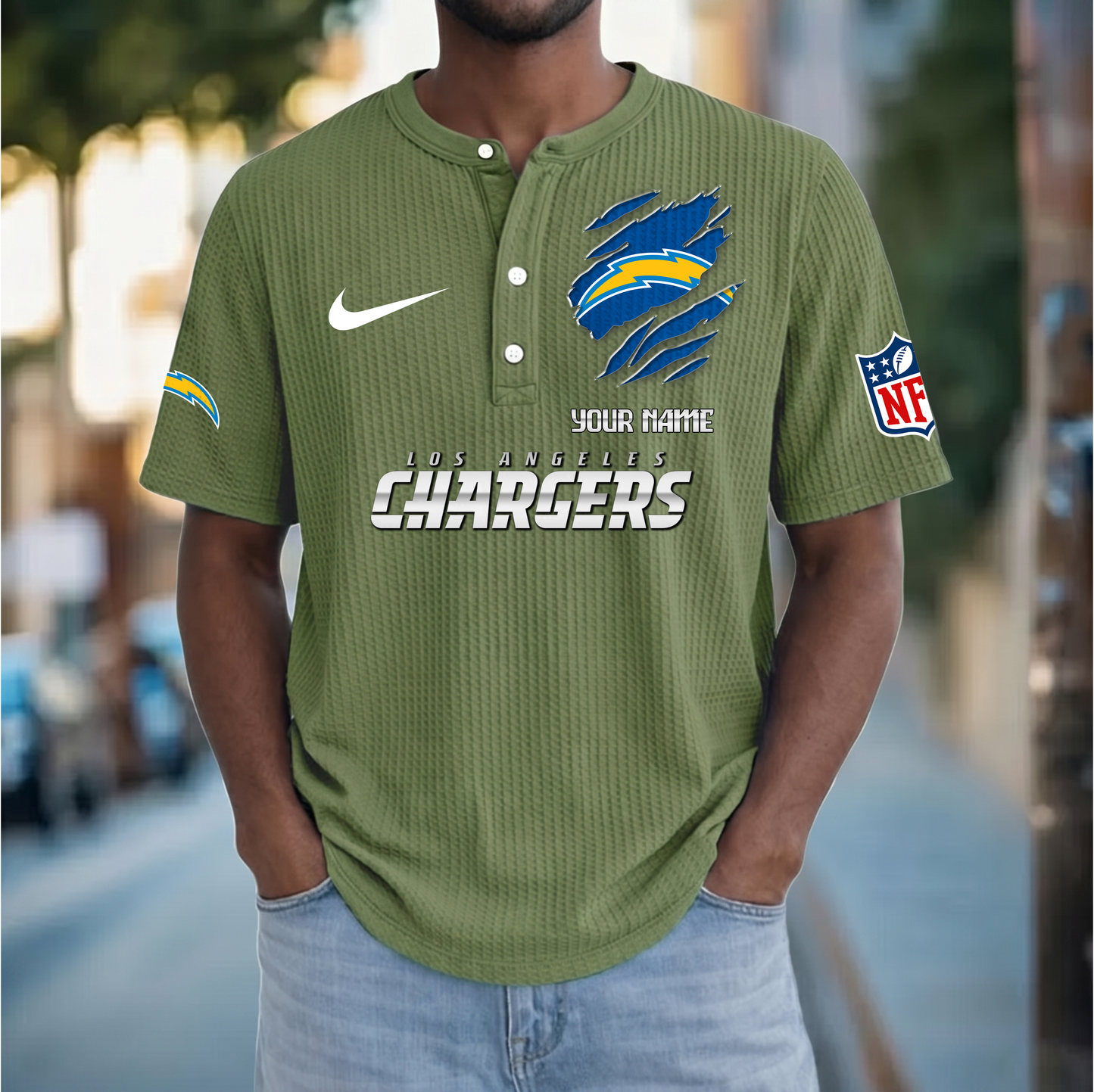 PREMIUM NFL  X  LAC Crew neck button Henry Shirt Limited Editions NDT VHM 230426
