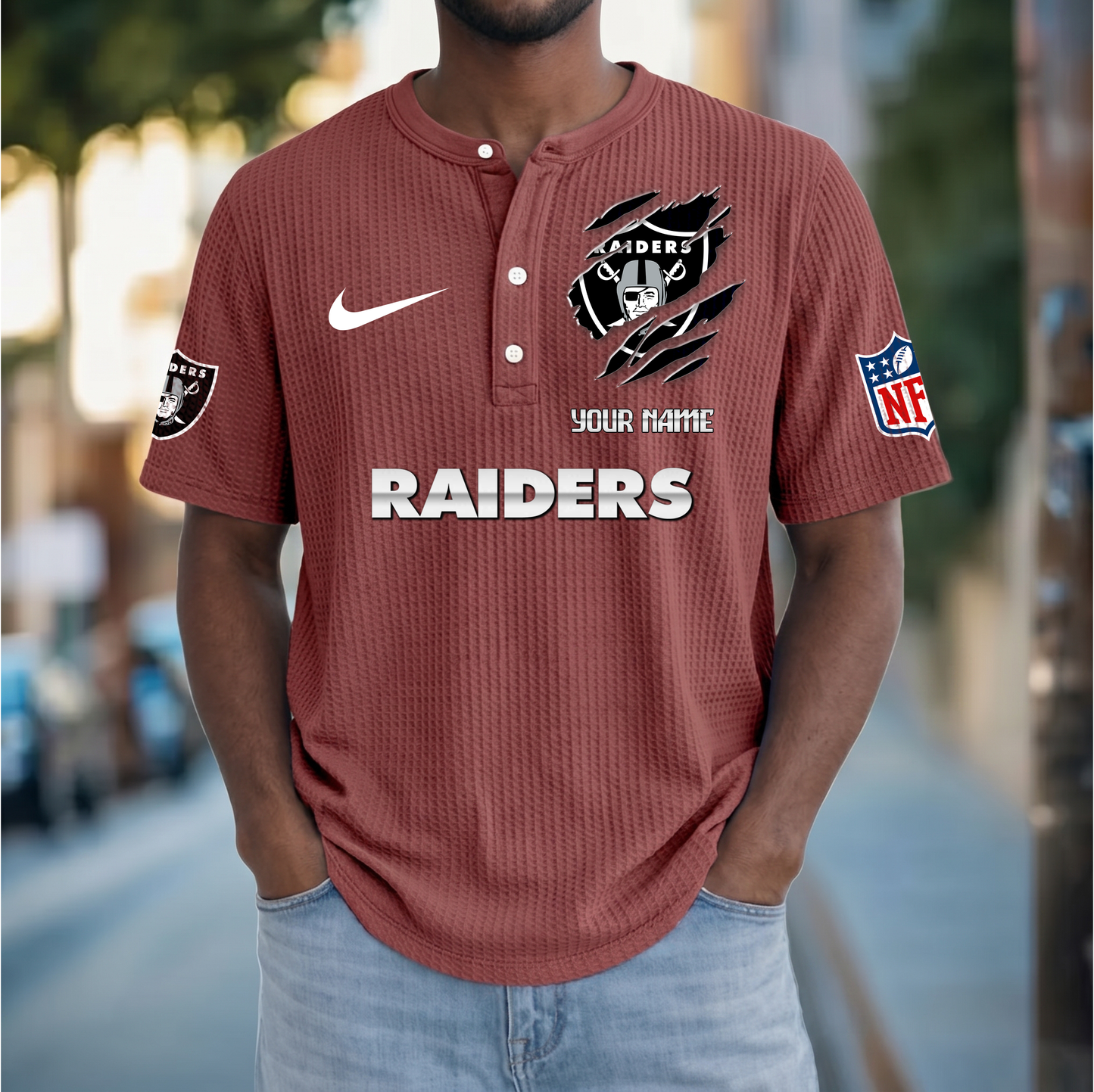 PREMIUM NFL  X  LVR Crew neck button Henry Shirt Limited Editions NDT VHM 230426