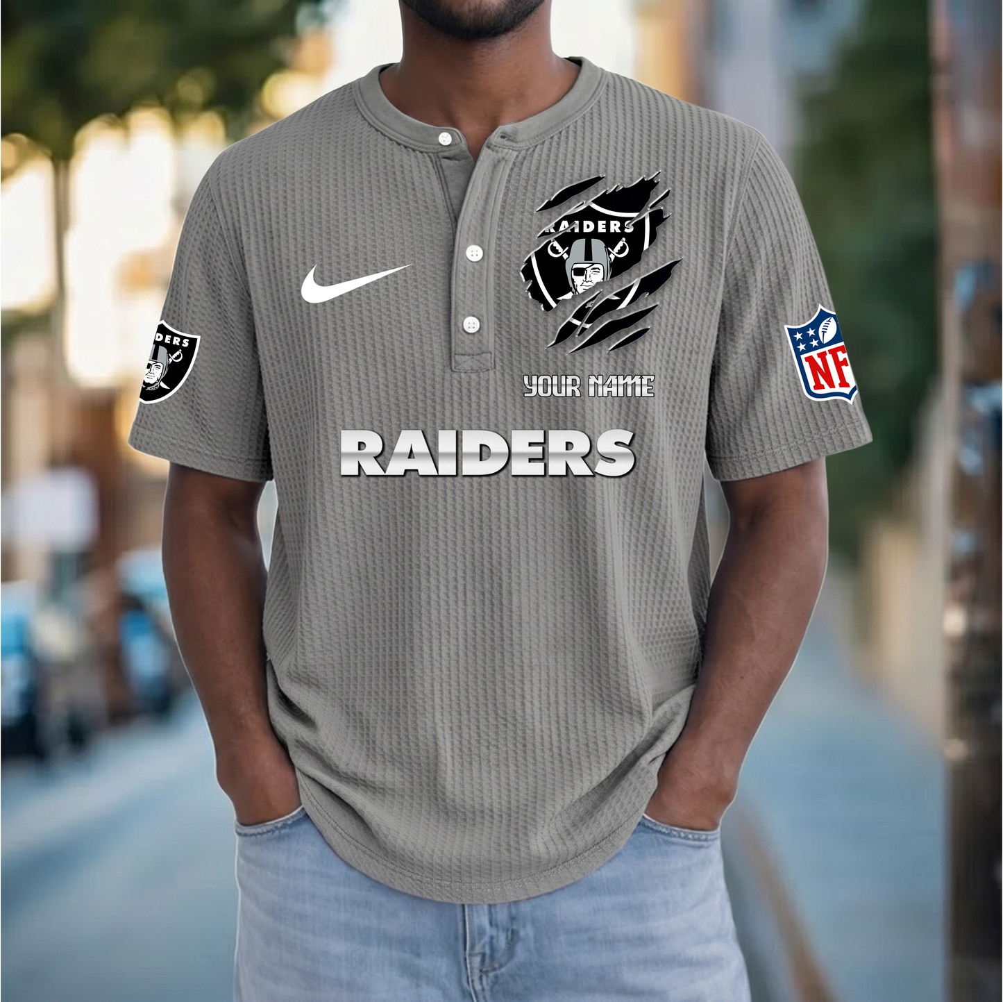 PREMIUM NFL  X  LVR Crew neck button Henry Shirt Limited Editions NDT VHM 230426