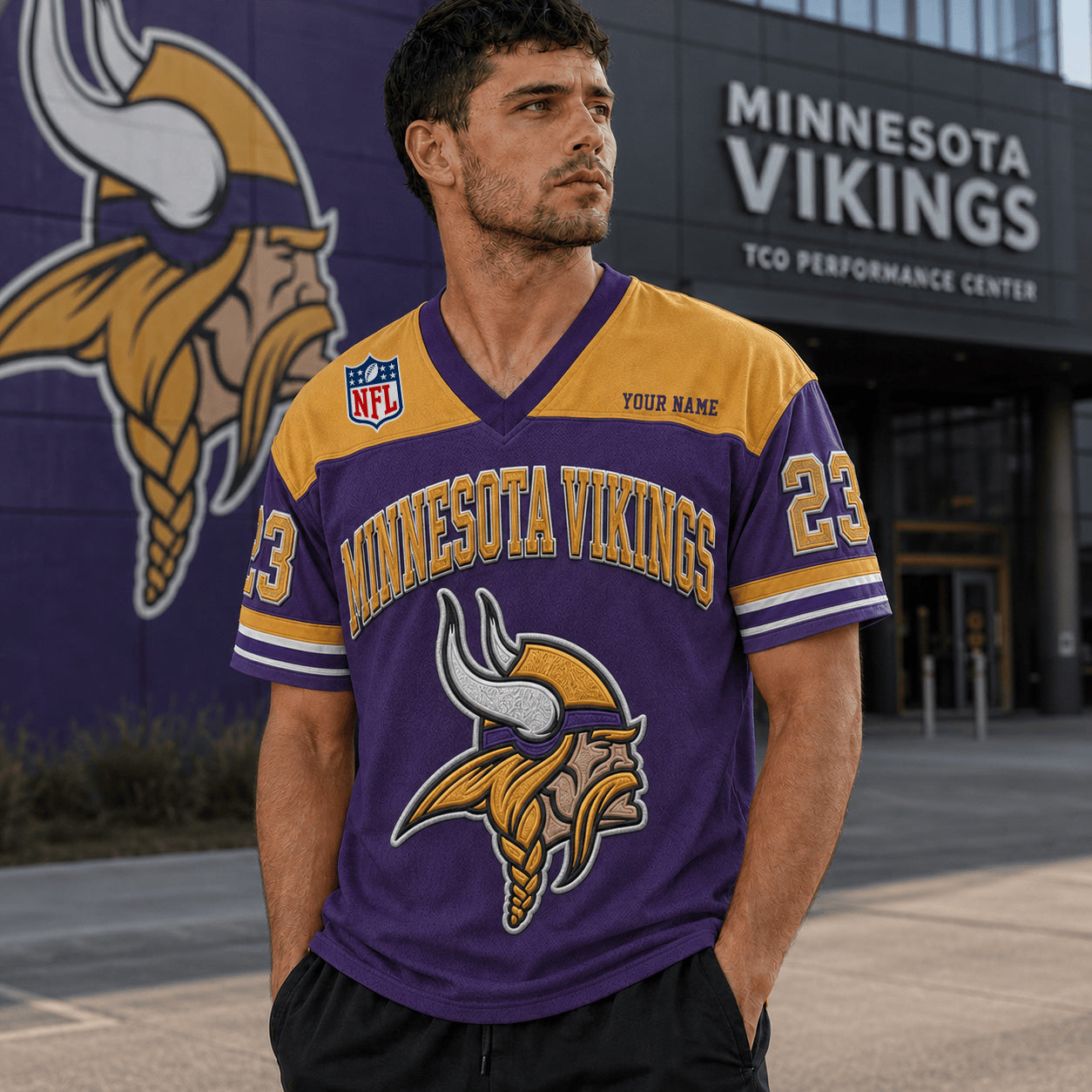 PREMIUM NFL X MIN EXCLUSICE V-Neck T-shirt Custom Name