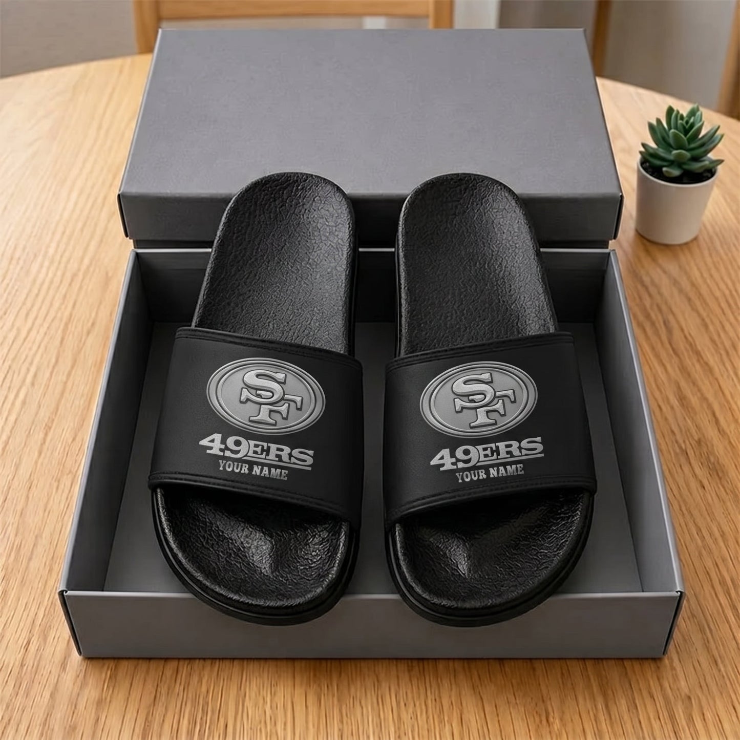 PREMIUM NFL X SF New Black Slippers All Size Custom Name FOR SUMMER HOLIDAY NDT VHM 160626