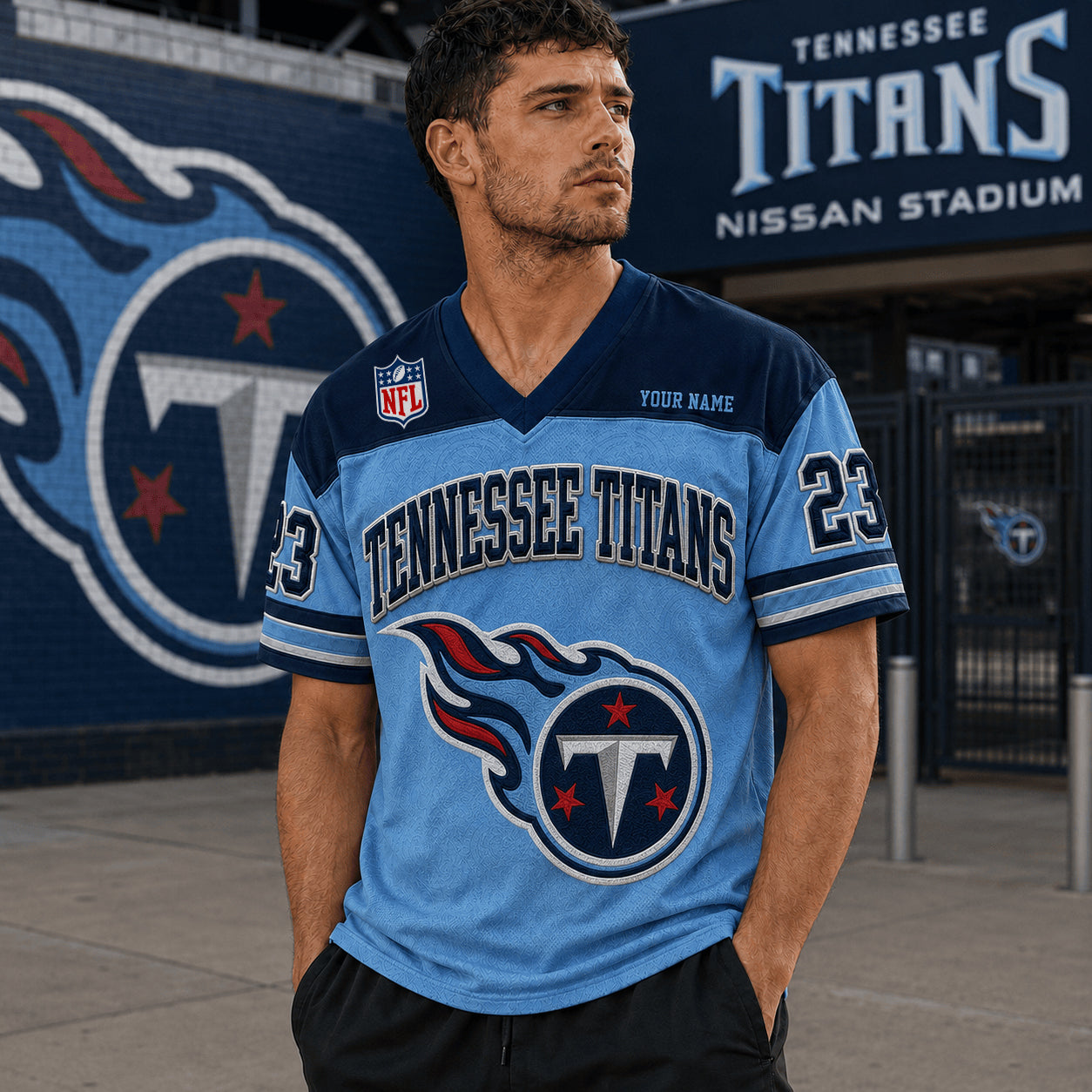 PREMIUM NFL X TEN EXCLUSICE V-Neck T-shirt Custom Name