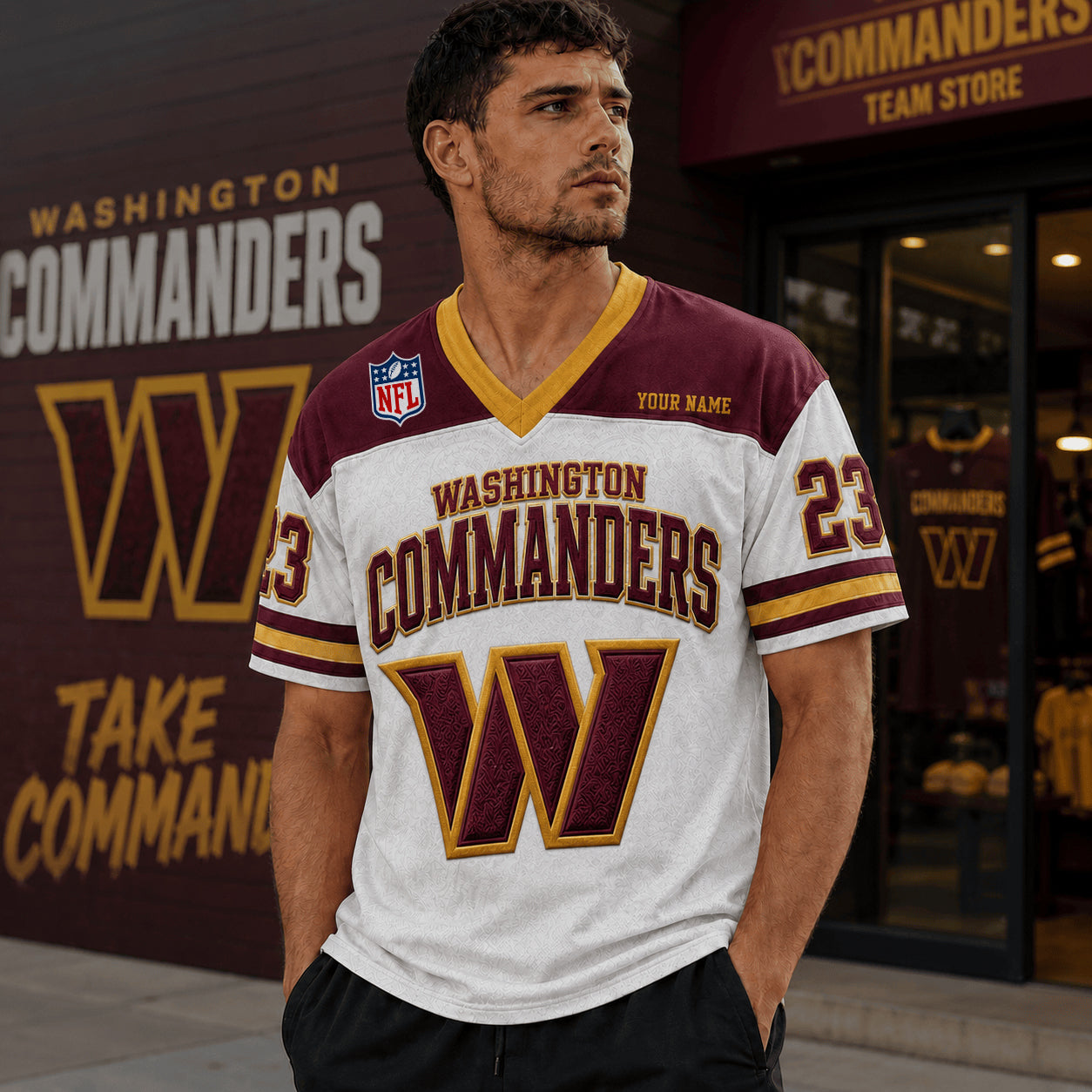 PREMIUM NFL X WAS EXCLUSICE V-Neck T-shirt Custom Name