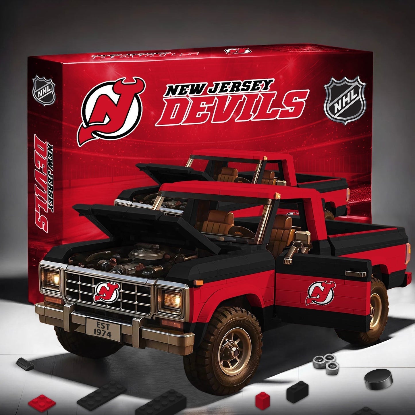 PREMIUM NHL X NJD Elite Craft Ford F150 3D Build Your Own Toy NDT NHM 180426