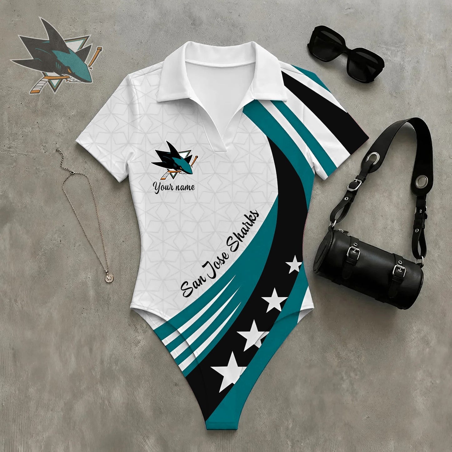 PREMIUM NHL X SJS Women�???s Slim-Fit V-Neck Polo Bodysuit NDT NHM 270526