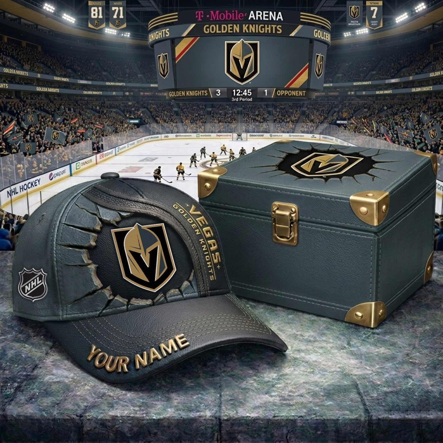 PREMIUM NHL X VGK CRACK CUSTOM NAME HAT NDT NHM 140426