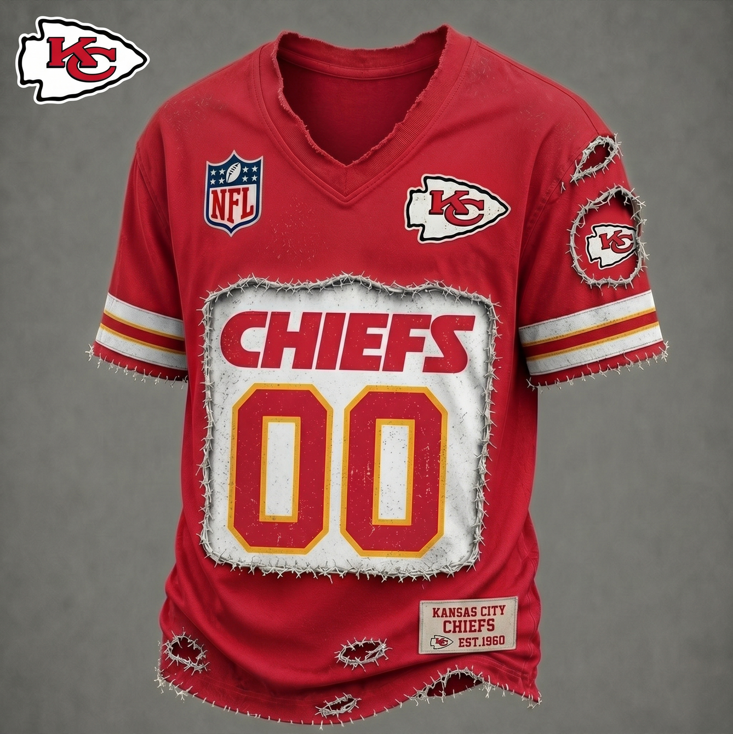 PREMIUM NFL X KCC  LUXURY V-NECK T-SHIRT CUSTOME NUMBER FOR SEASON SUMMER NDT VHM 200626