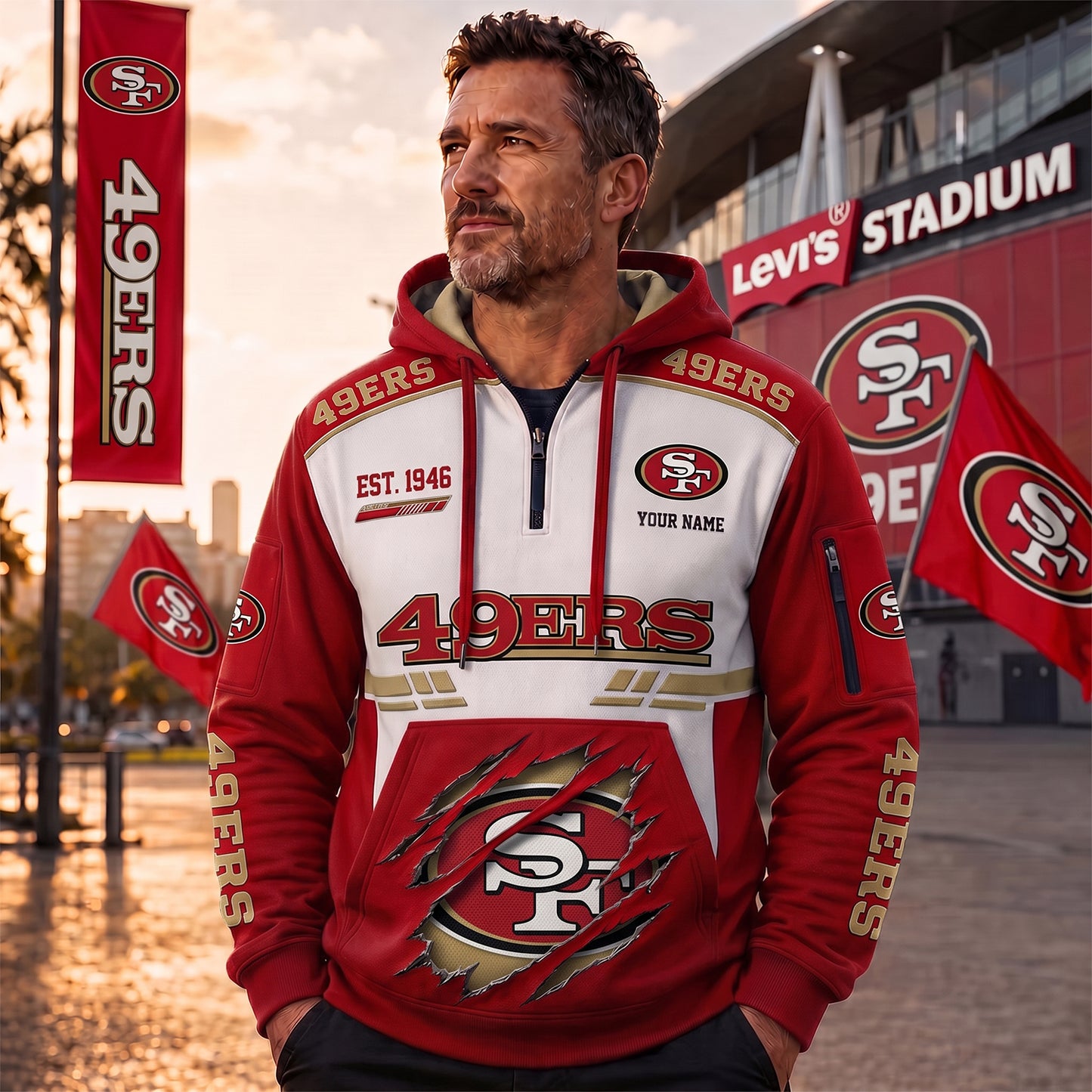 PREMIUM NFL X SF49 EXCLUSIVE GAMEDAY ZIP HOODIE NDT NHM 090726
