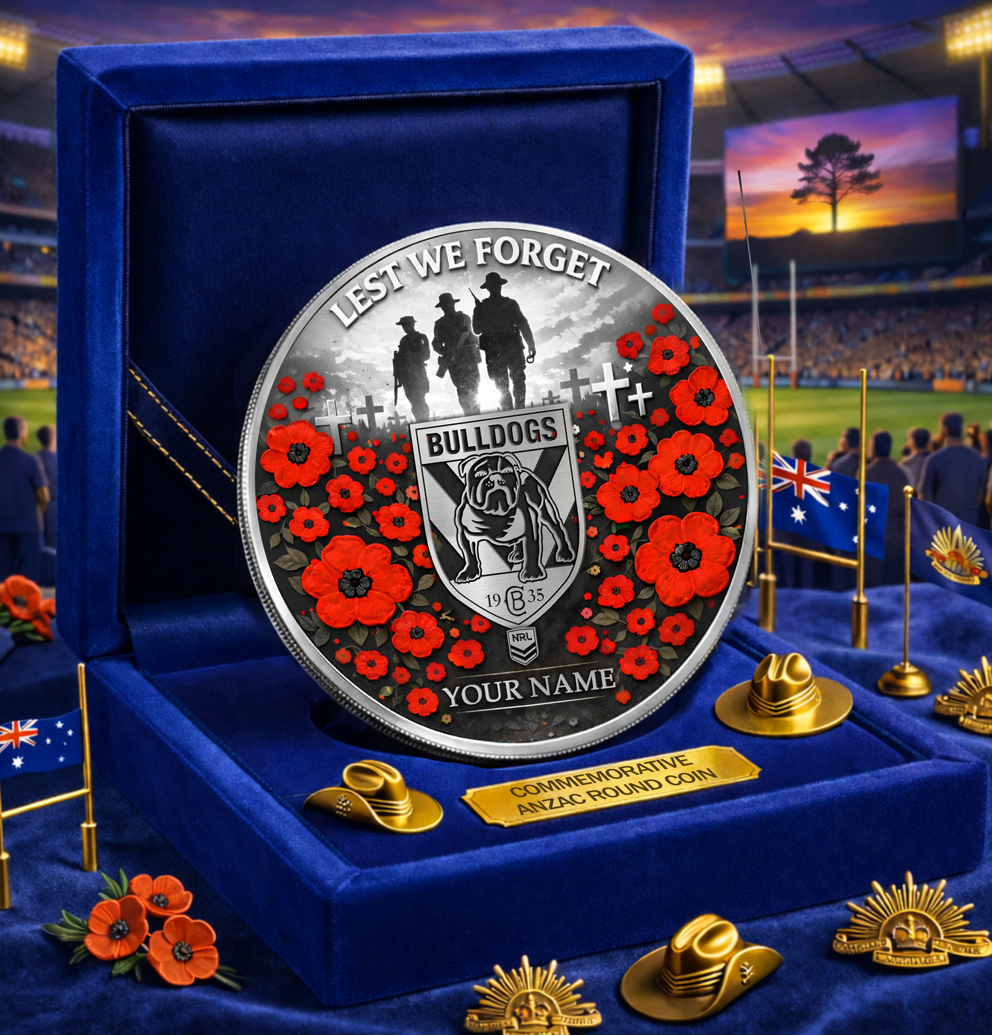 PREMIUM NRL X CBB Anzac Day 2026 Commemorative Coin Custom Name Limited Edition NDT VHM 160326