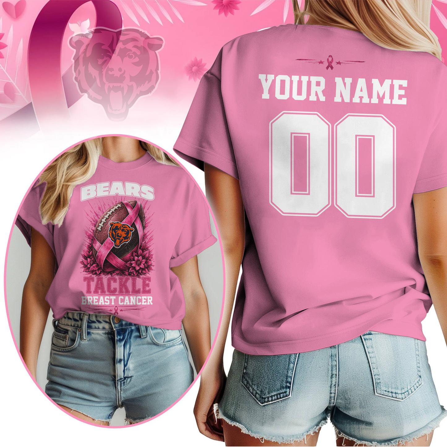 Personalized CHI x NFL Premium Tackle Breast Cancer Shirt