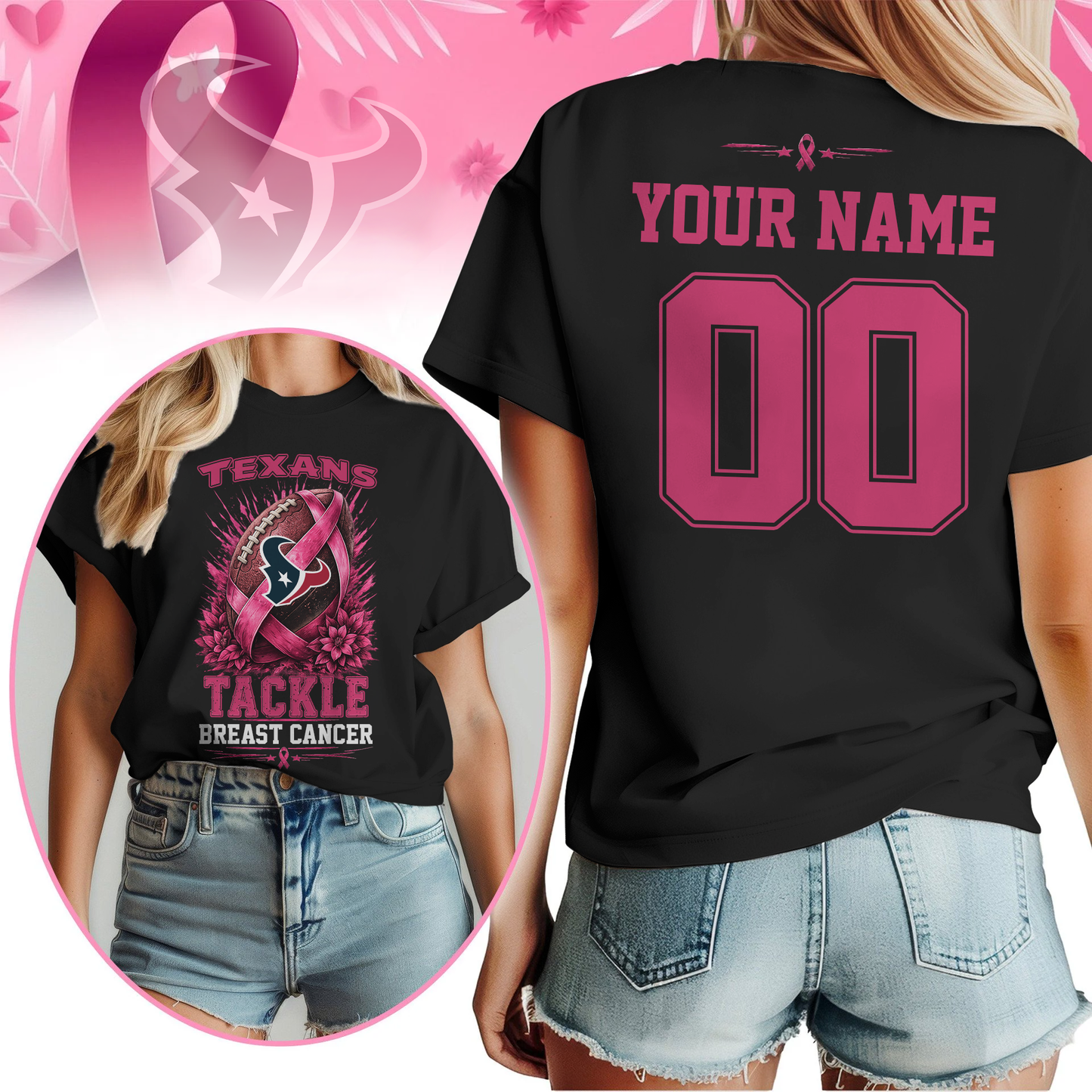 Personalized HT x NFL Premium Tackle Breast Cancer Shirt