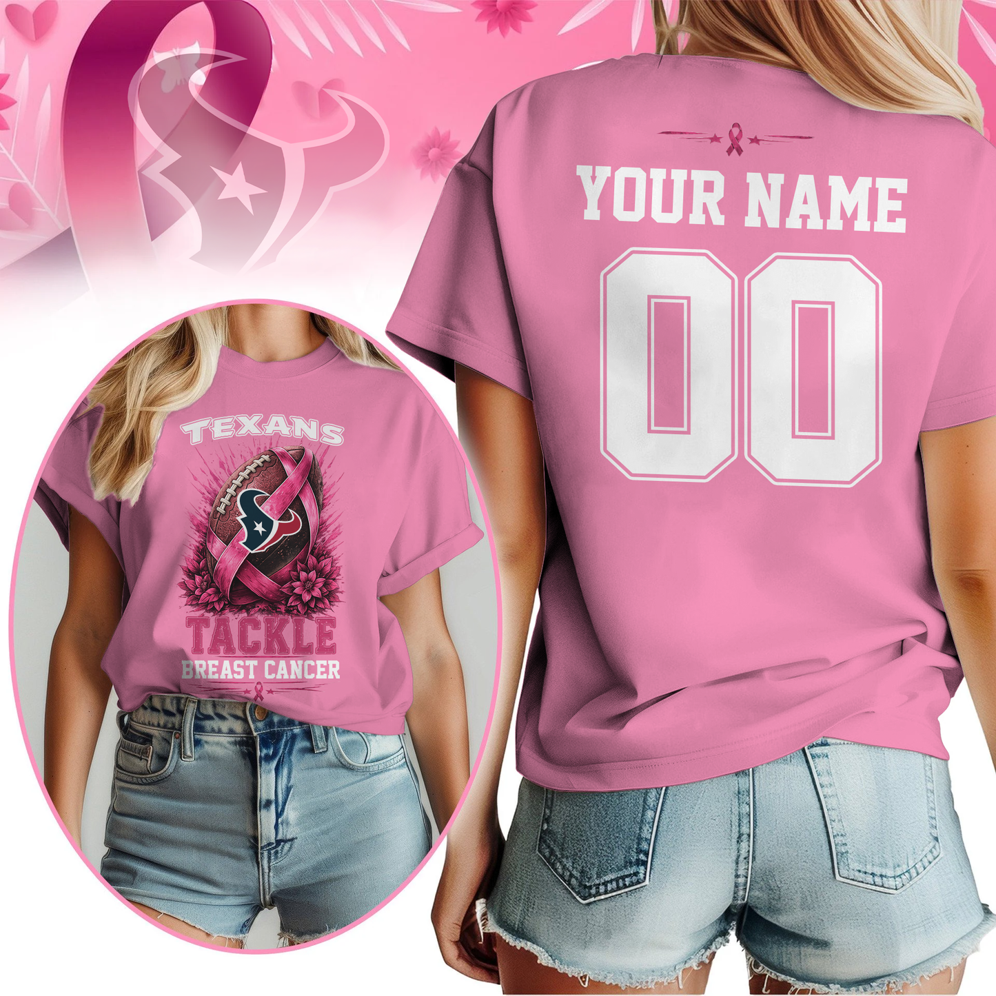 Personalized HT x NFL Premium Tackle Breast Cancer Shirt