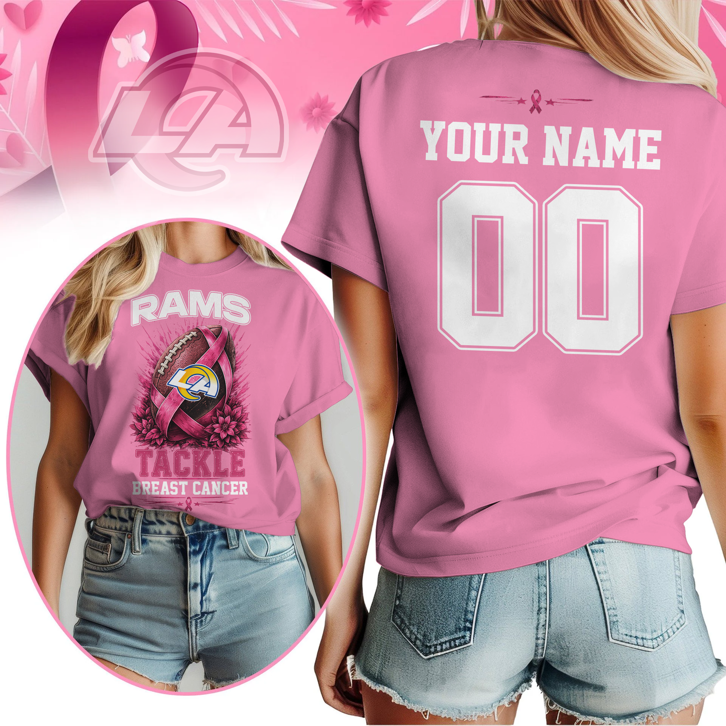 Personalized LAR x NFL Premium Tackle Breast Cancer Shirt