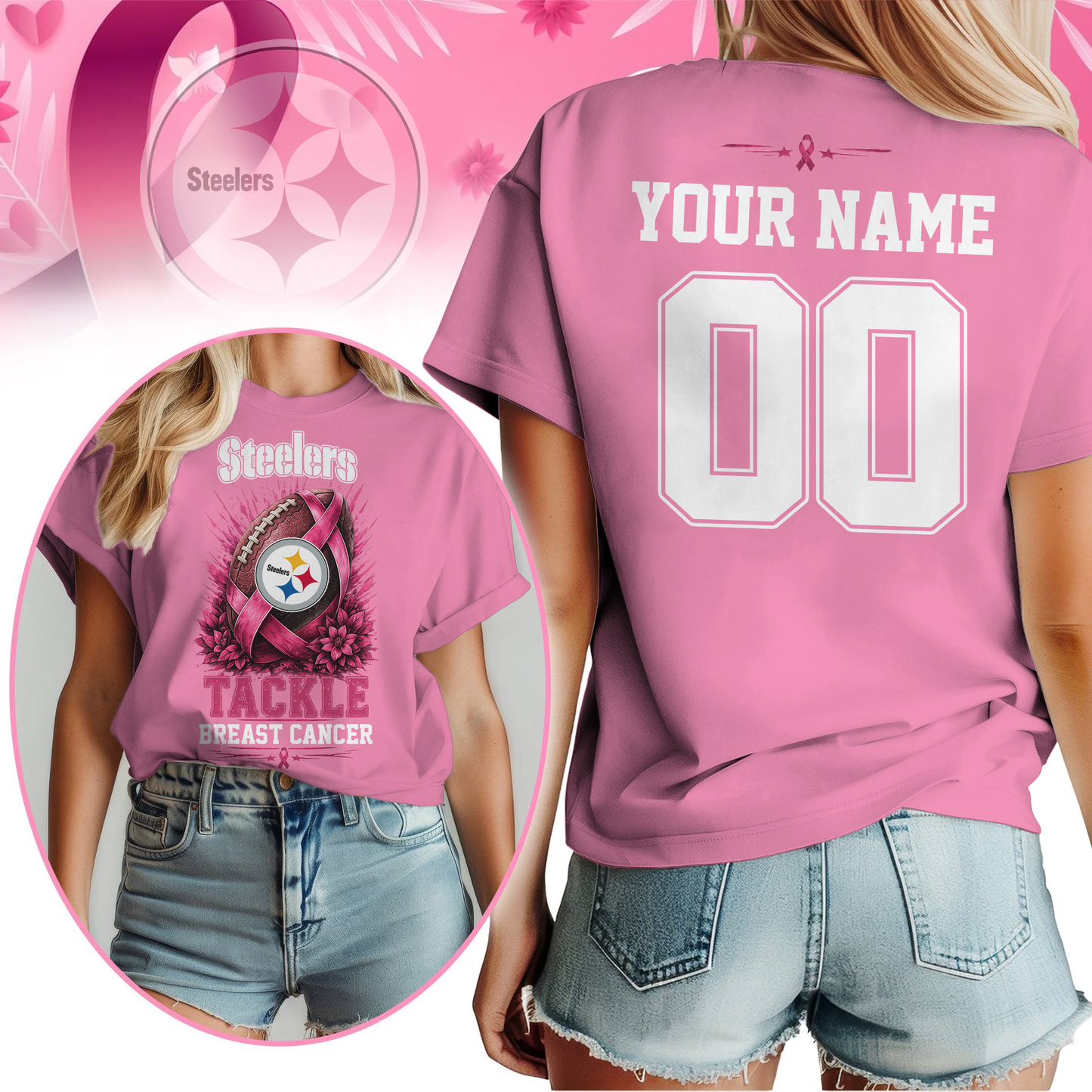 Personalized PS x NFL Premium Tackle Breast Cancer Shirt