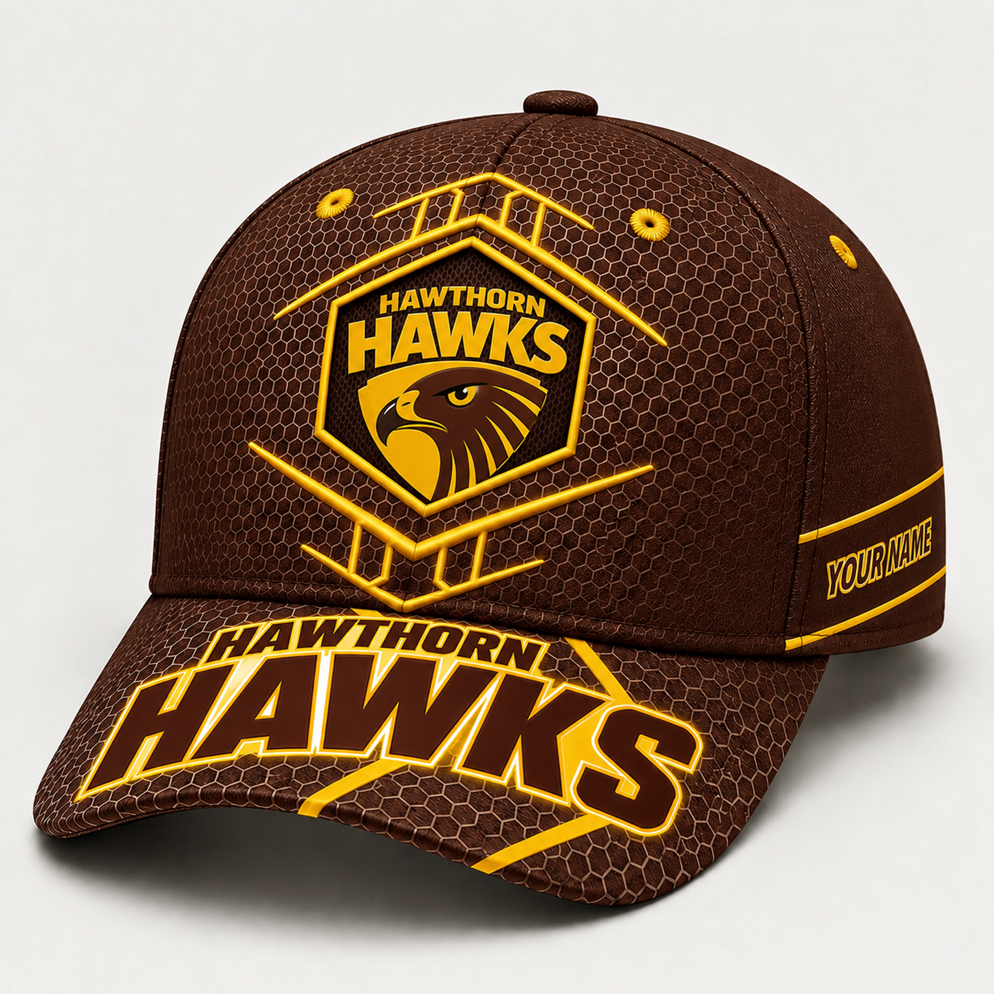 Premium AFL x HAW Honeycomb Custom Name Cap for Loyal Fans