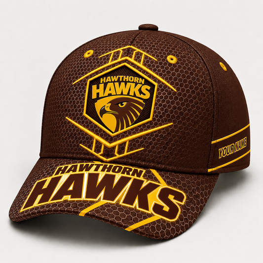 Premium AFL x HAW Honeycomb Custom Name Cap for Loyal Fans