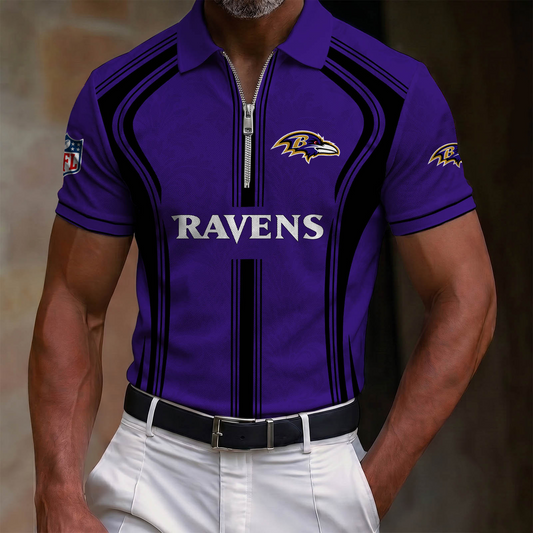 Premium NFL x BAL Quarter-Zip Polo Shirt