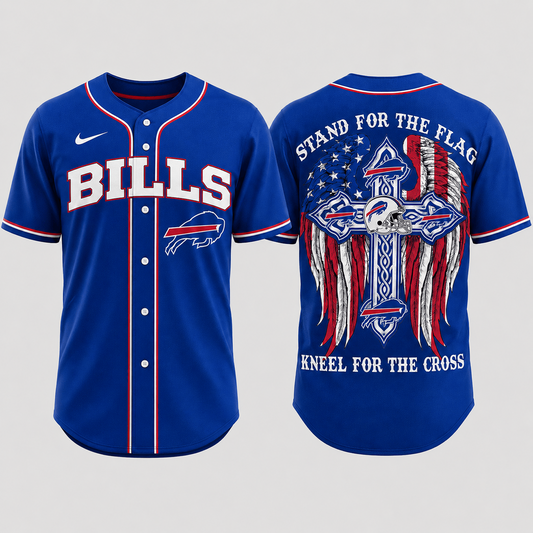Premium NFL x BUF Stand For The Flag Kneel For The Cross Jersey Shirt
