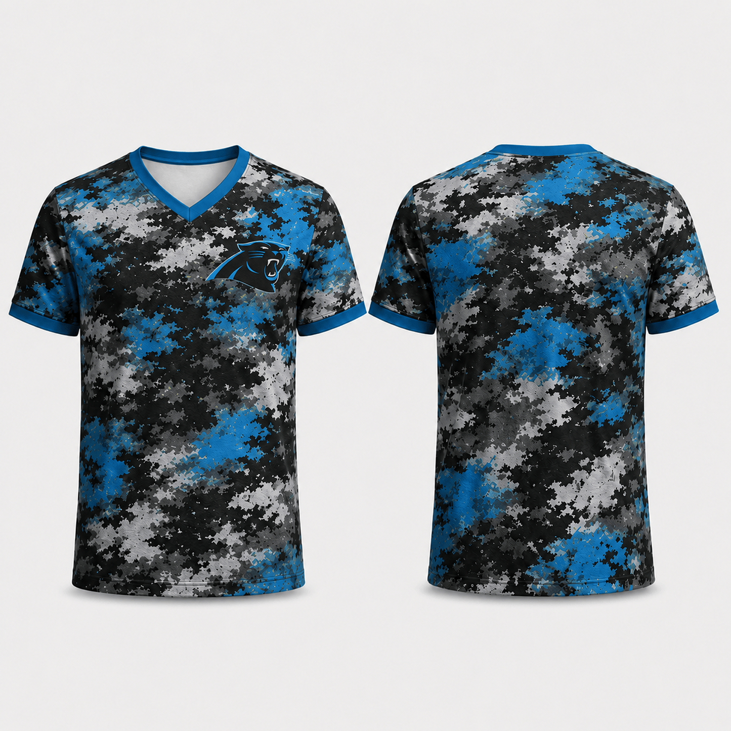 Premium NFL x CAR V-Neck Camo T-Shirt For Fans Loving Digital Camouflage