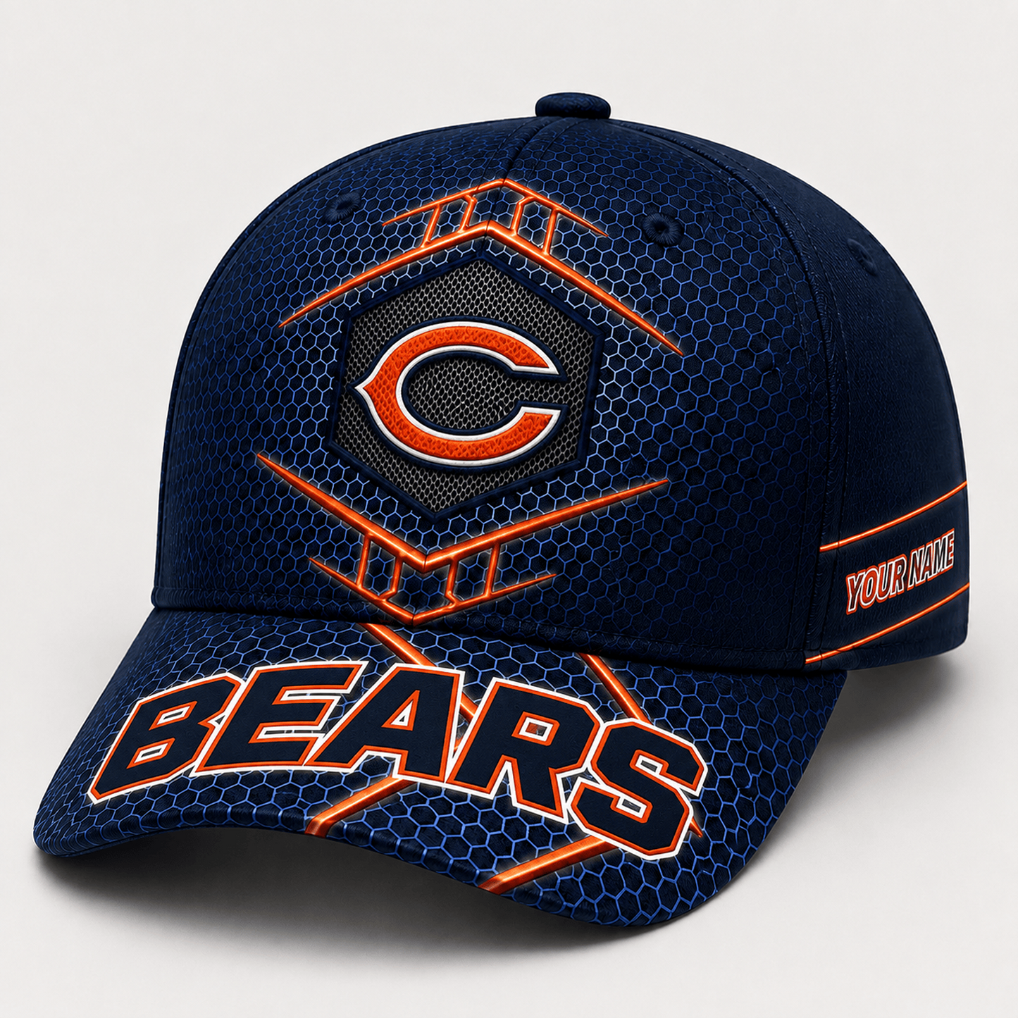 Premium NFL x CHI Honeycomb Custom Name Cap for Loyal Fans