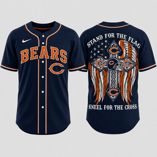Premium NFL x CHI Stand For The Flag Kneel For The Cross Jersey Shirt