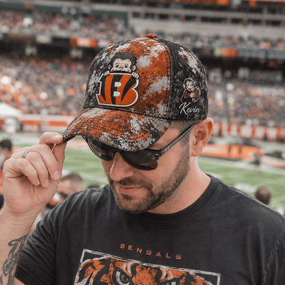 Premium NFL x CIN Curious George Custom Name Classic Cap For Passionate Game Day Fans