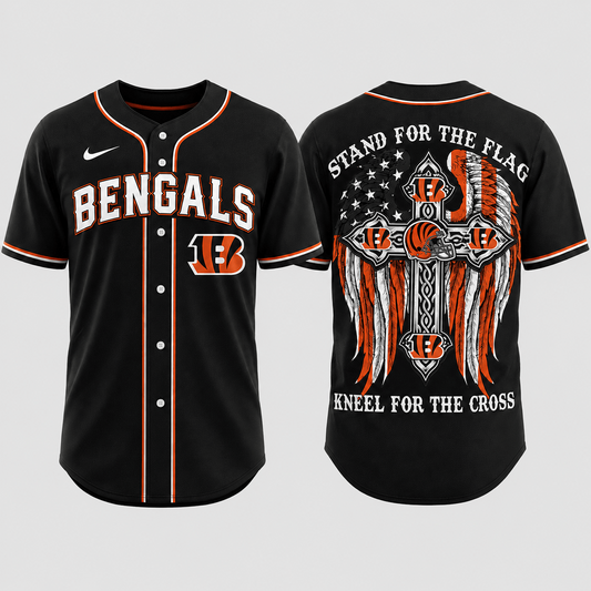 Premium NFL x CIN Stand For The Flag Kneel For The Cross Jersey Shirt