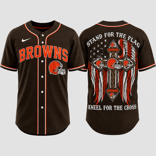 Premium NFL x CLE Stand For The Flag Kneel For The Cross Jersey Shirt