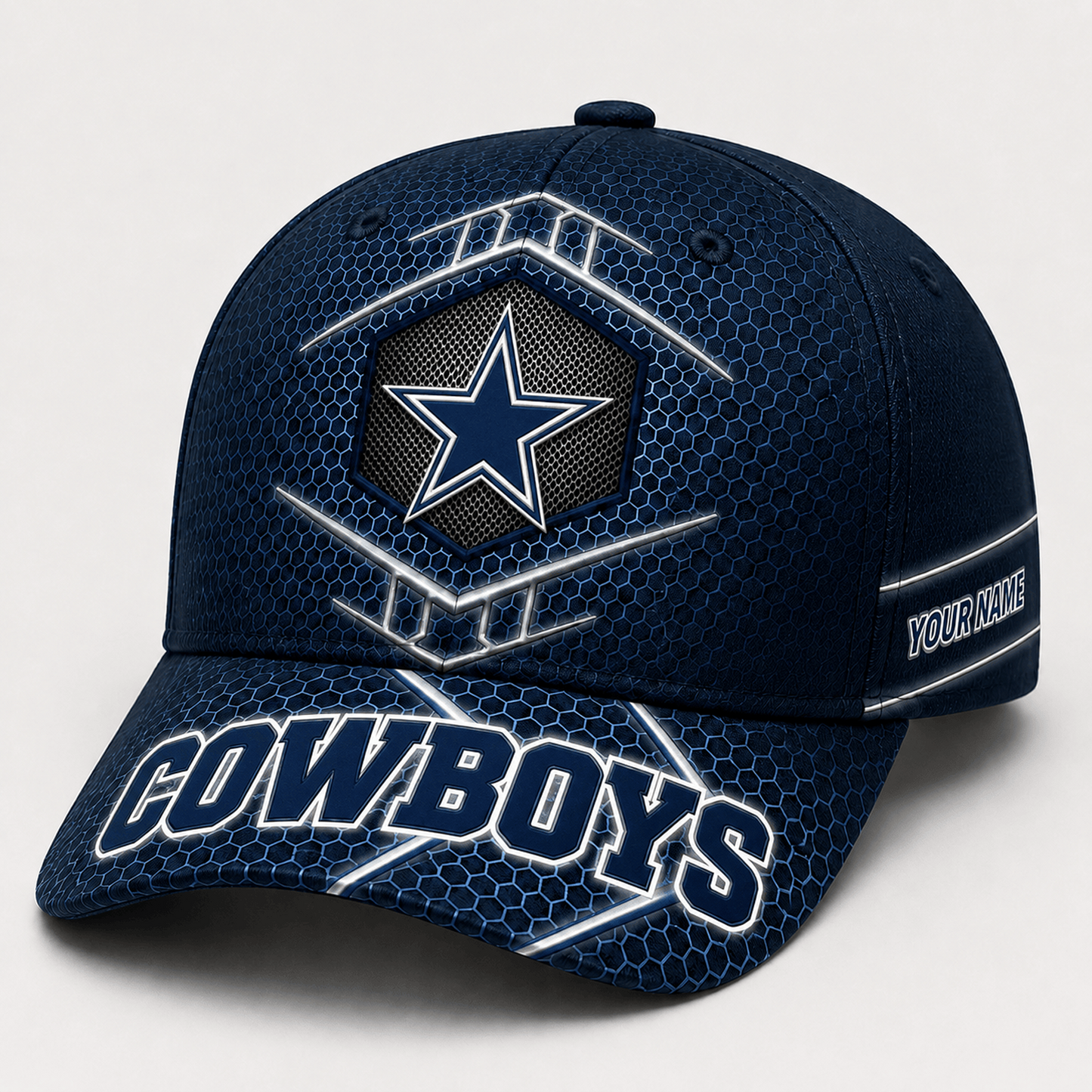 Premium NFL x DAL Honeycomb Custom Name Cap for Loyal Fans