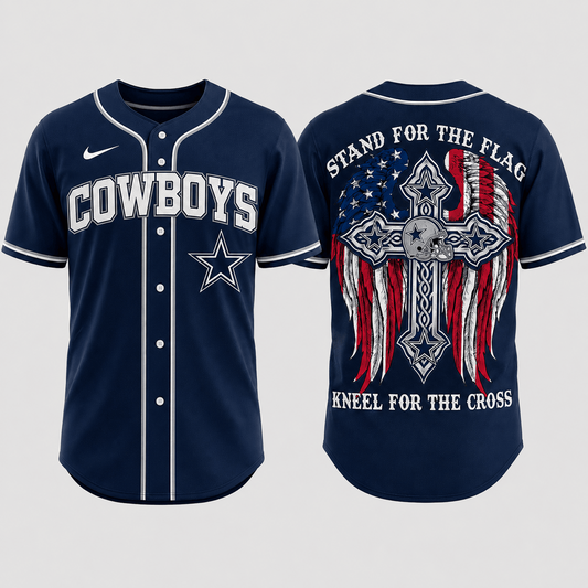 Premium NFL x DAL Stand For The Flag Kneel For The Cross Jersey Shirt
