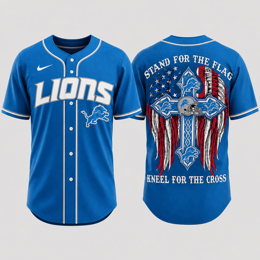 Premium NFL x DET Stand For The Flag Kneel For The Cross Jersey Shirt