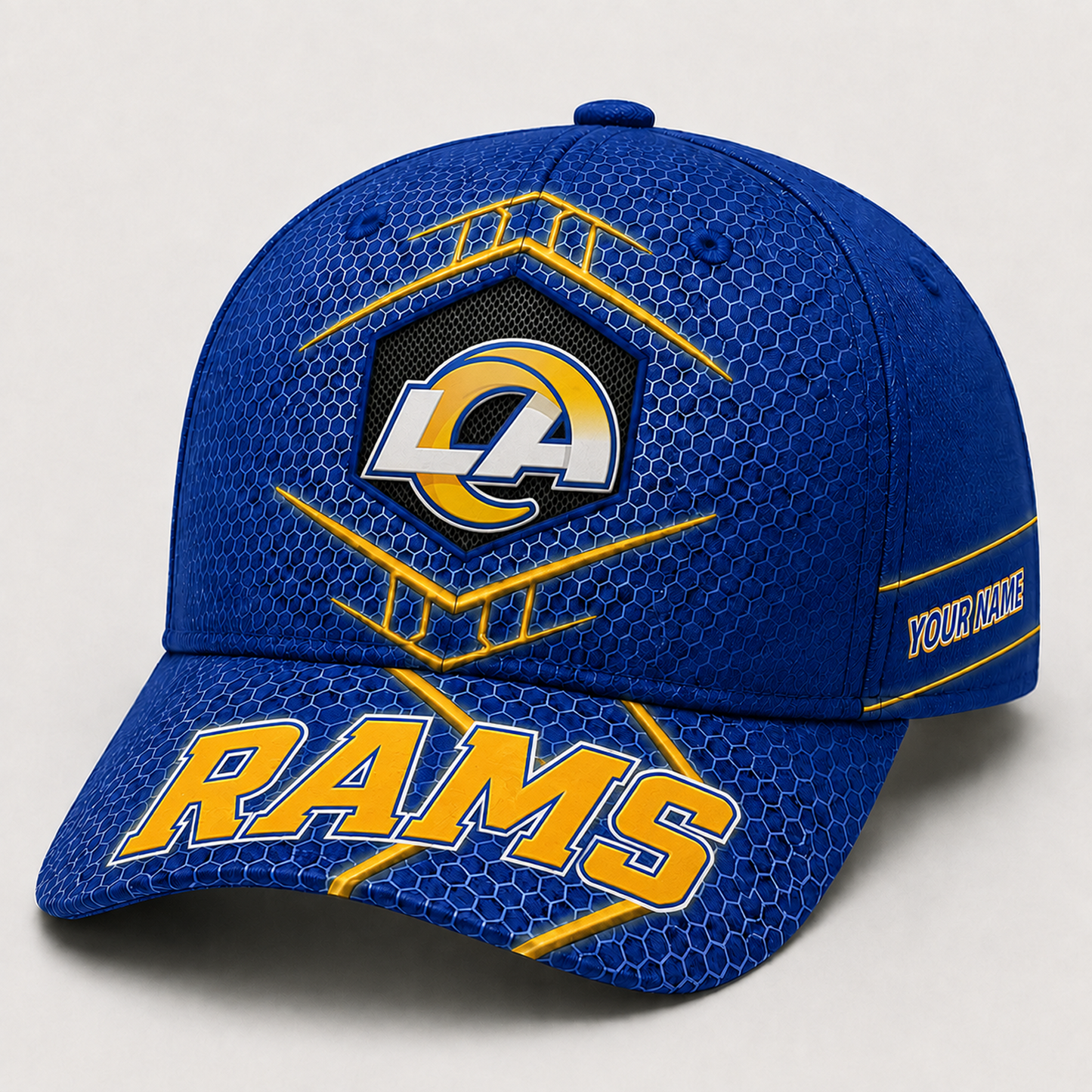 Premium NFL x LAR Honeycomb Custom Name Cap for Loyal Fans