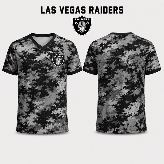 Premium NFL x LVR V-Neck Camo T-Shirt For Fans Loving Digital Camouflage