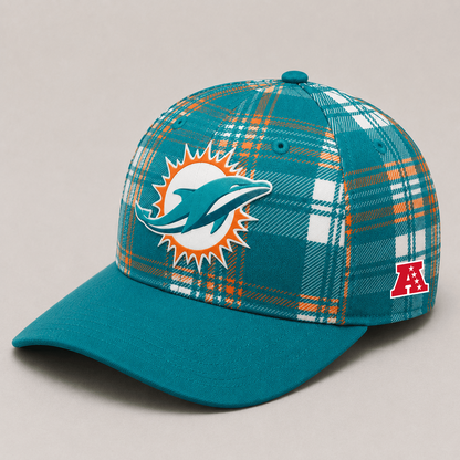 Premium NFL x MIA Plaid Game Day Style cap