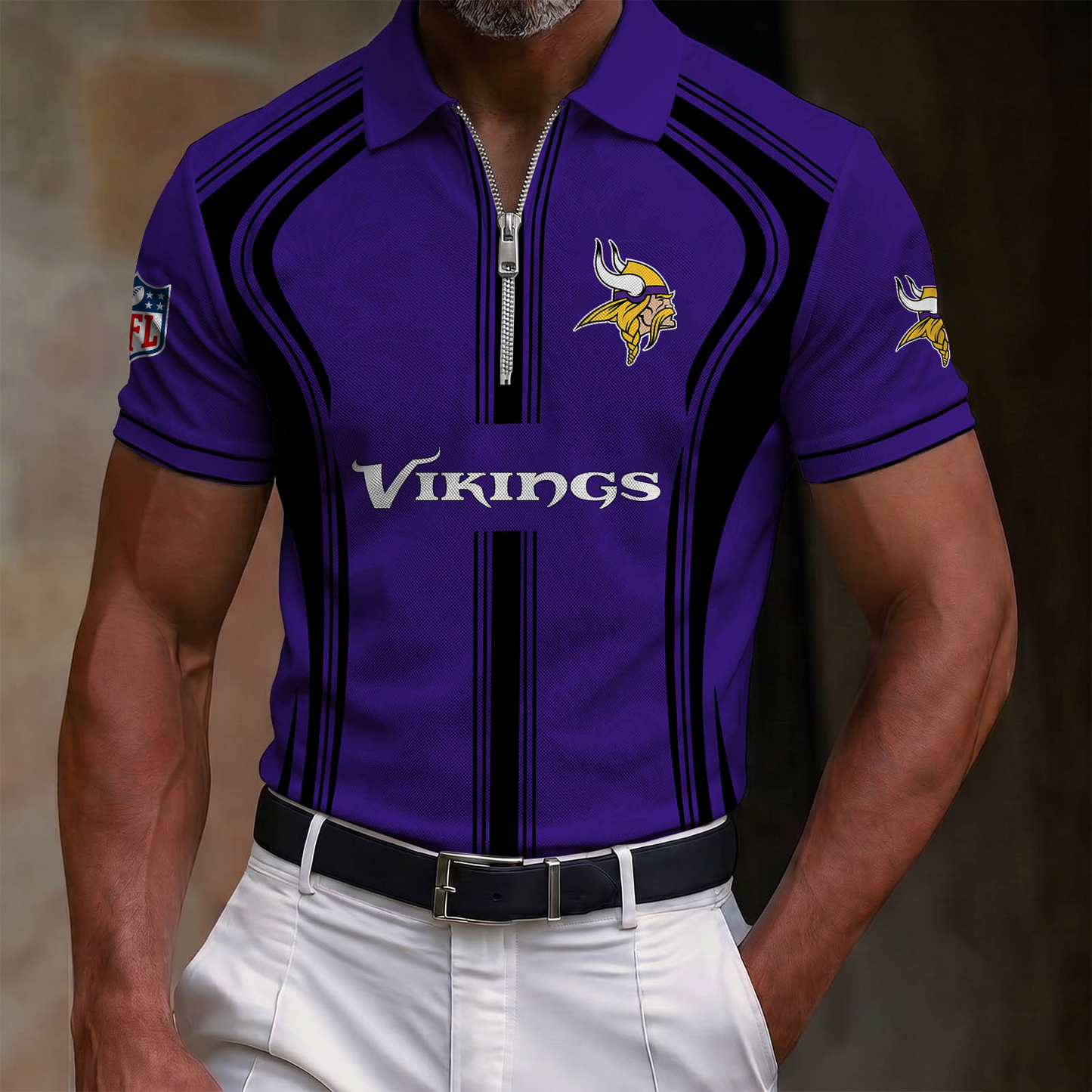Premium NFL x MIN Quarter-Zip Polo Shirt