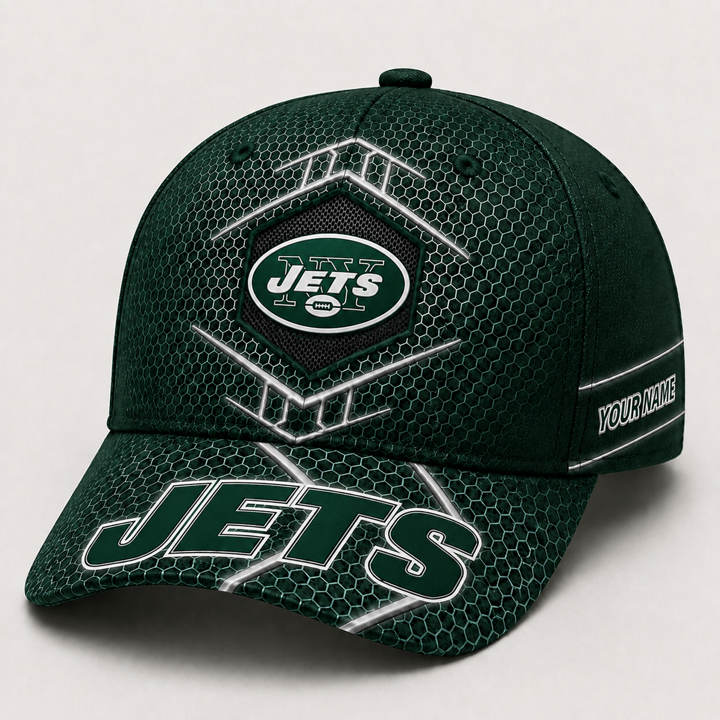 Premium NFL x NYJ Honeycomb Custom Name Cap for Loyal Fans