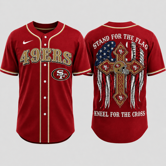Premium NFL x SF Stand For The Flag Kneel For The Cross Jersey Shirt