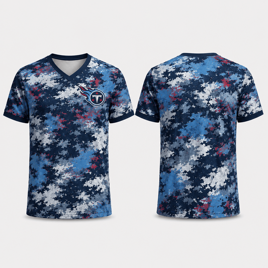 Premium NFL x TEN V-Neck Camo T-Shirt For Fans Loving Digital Camouflage