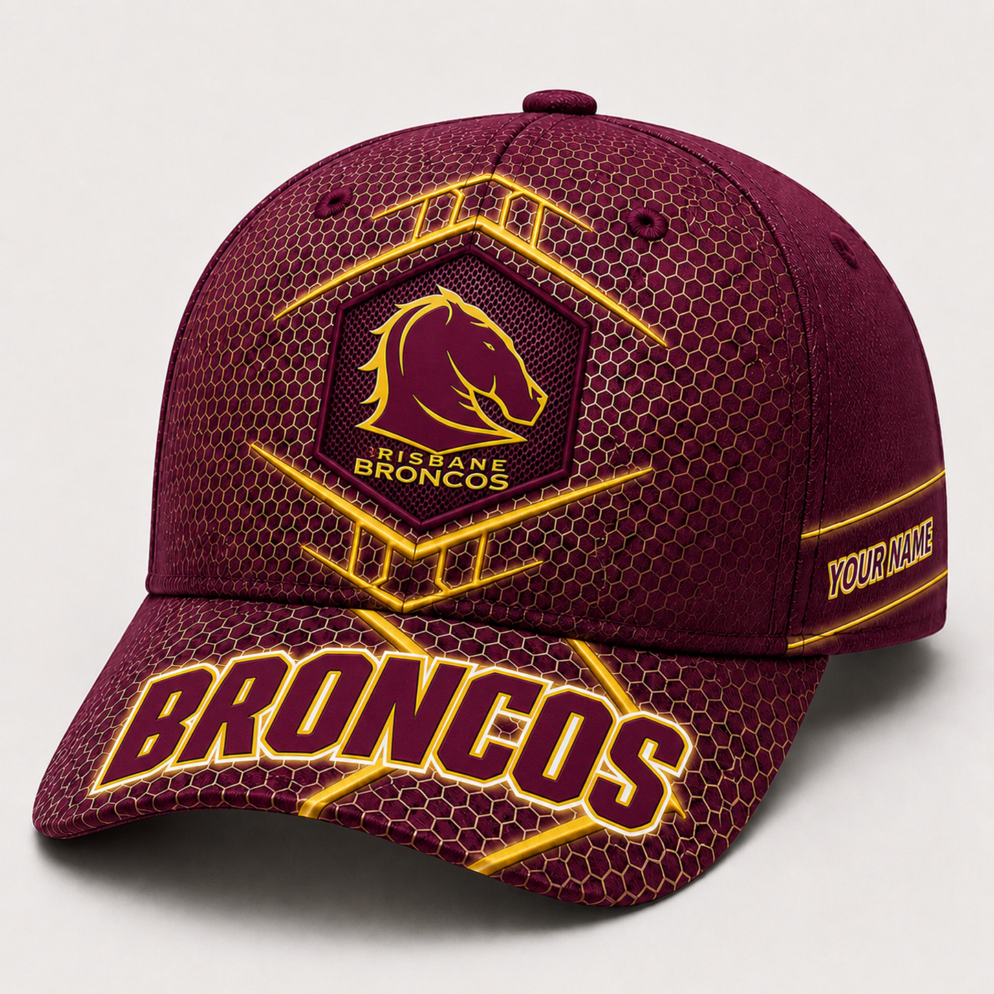 Premium NRL x BRI Honeycomb Custom Name Cap for Loyal Fans