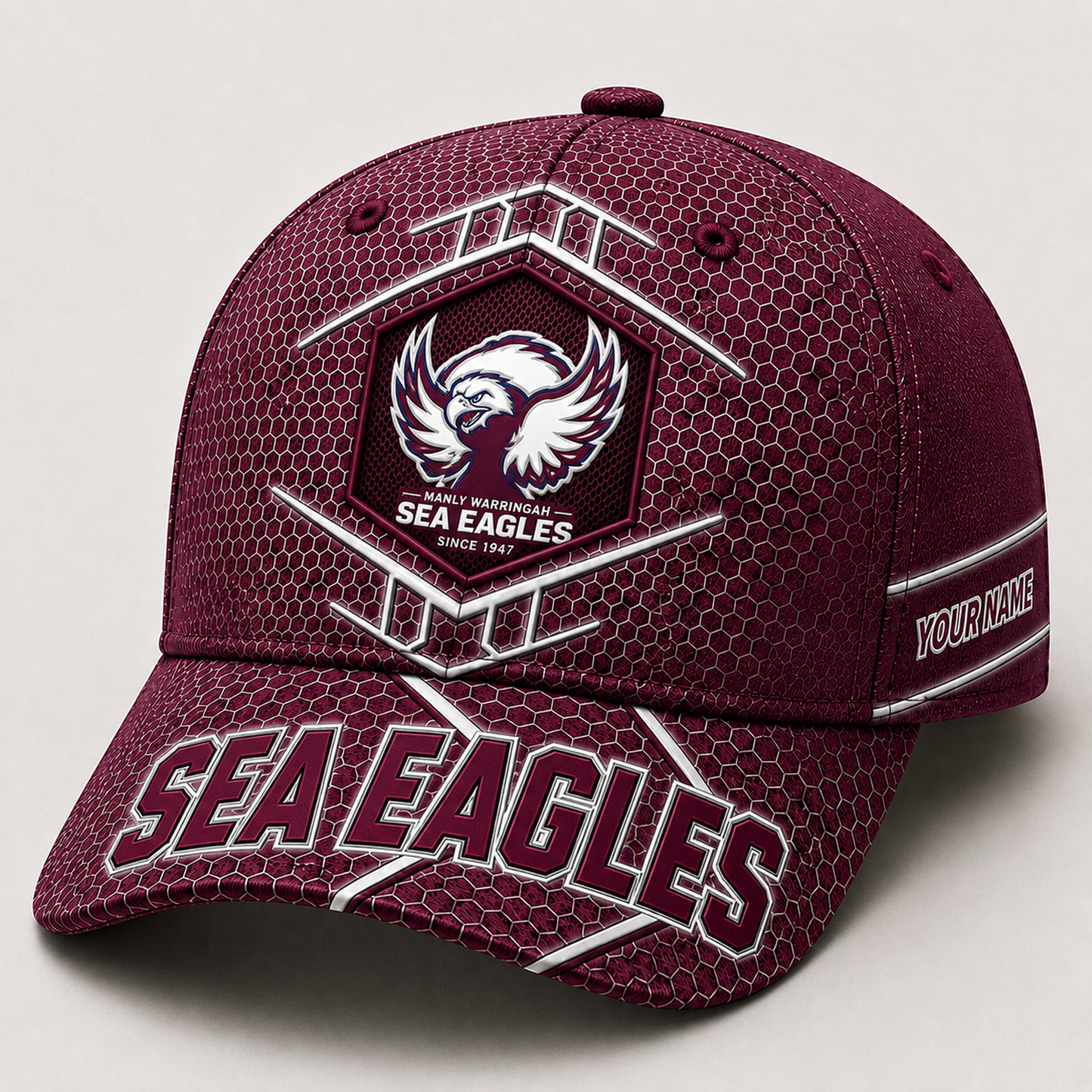 Premium NRL x MAN Honeycomb Custom Name Cap for Loyal Fans