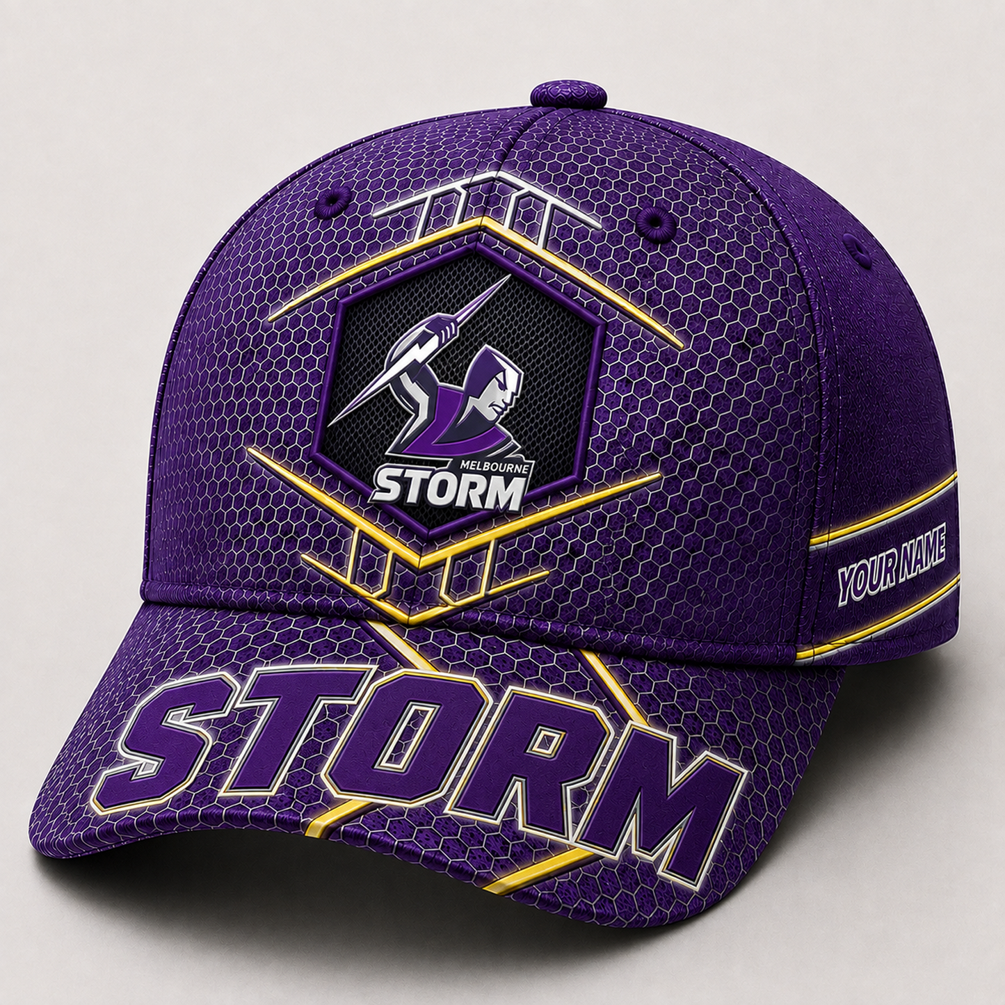 Premium NRL x MEL Honeycomb Custom Name Cap for Loyal Fans