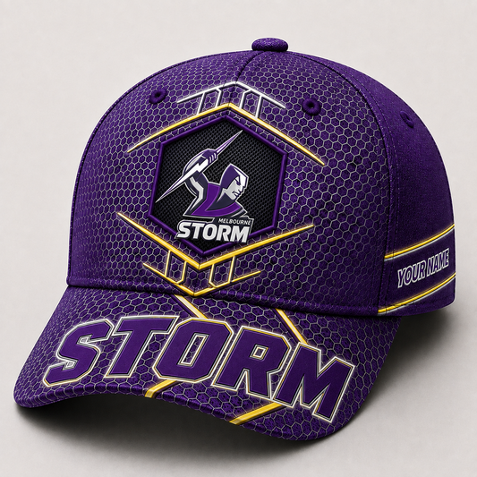 Premium NRL x MEL Honeycomb Custom Name Cap for Loyal Fans