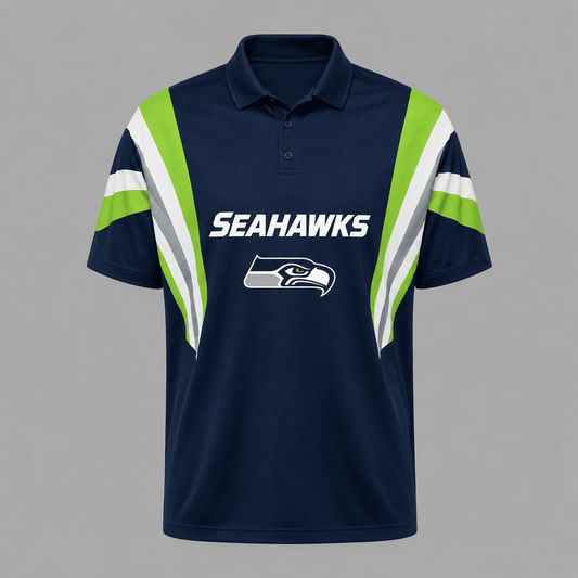 SEA x NFL Sleeve Collared Sports Polo Shirt